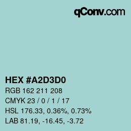 Color code: HEX #A2D3D0 | qconv.com