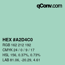 Color code: HEX #A2D4C0 | qconv.com