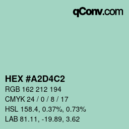 颜色代码: HEX #A2D4C2 | qconv.com