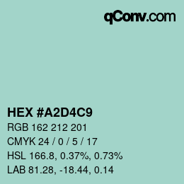 颜色代码: HEX #A2D4C9 | qconv.com