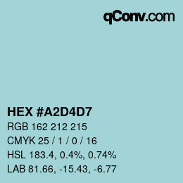 Color code: HEX #A2D4D7 | qconv.com