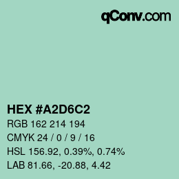 Color code: HEX #A2D6C2 | qconv.com