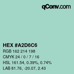 カラーコード: HEX #A2D6C6 | qconv.com