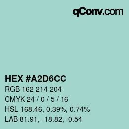 カラーコード: HEX #A2D6CC | qconv.com