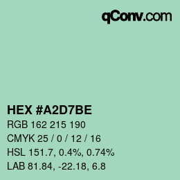 Color code: HEX #A2D7BE | qconv.com