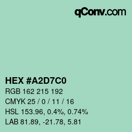颜色代码: HEX #A2D7C0 | qconv.com