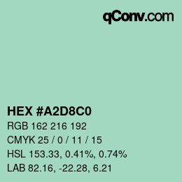 颜色代码: HEX #A2D8C0 | qconv.com
