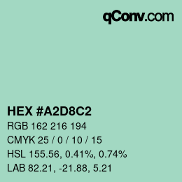 颜色代码: HEX #A2D8C2 | qconv.com