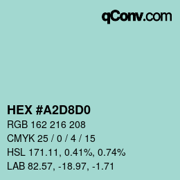 カラーコード: HEX #A2D8D0 | qconv.com