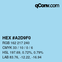 Código de color: HEX #A2D9F0 | qconv.com