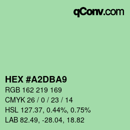 Color code: HEX #A2DBA9 | qconv.com