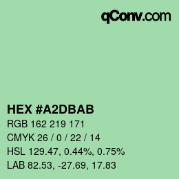 Farbcode: HEX #A2DBAB | qconv.com