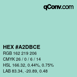 Color code: HEX #A2DBCE | qconv.com