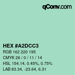 カラーコード: HEX #A2DCC3 | qconv.com