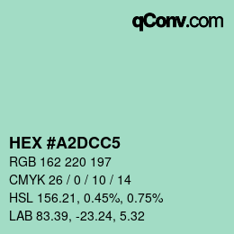 Color code: HEX #A2DCC5 | qconv.com