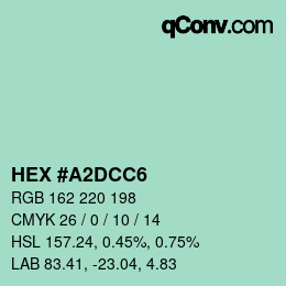 Color code: HEX #A2DCC6 | qconv.com