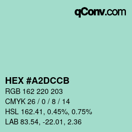 Color code: HEX #A2DCCB | qconv.com