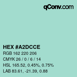 Color code: HEX #A2DCCE | qconv.com