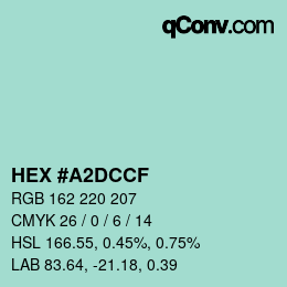 Color code: HEX #A2DCCF | qconv.com