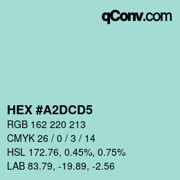Color code: HEX #A2DCD5 | qconv.com