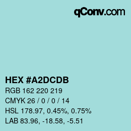 カラーコード: HEX #A2DCDB | qconv.com