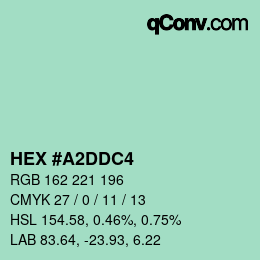 颜色代码: HEX #A2DDC4 | qconv.com