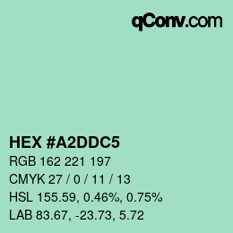 颜色代码: HEX #A2DDC5 | qconv.com
