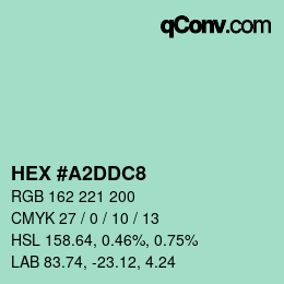 颜色代码: HEX #A2DDC8 | qconv.com