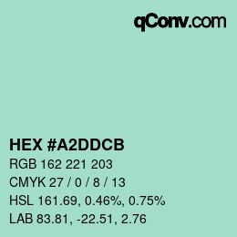 颜色代码: HEX #A2DDCB | qconv.com