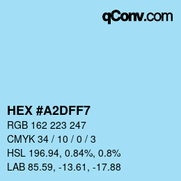 Color code: HEX #A2DFF7 | qconv.com