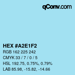 Code couleur: HEX #A2E1F2 | qconv.com