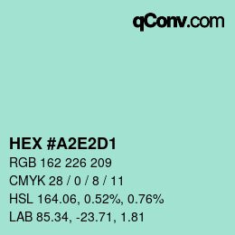 颜色代码: HEX #A2E2D1 | qconv.com