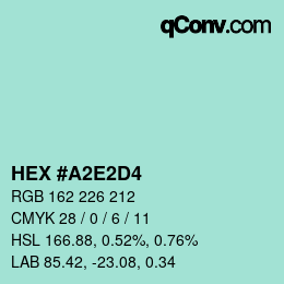 颜色代码: HEX #A2E2D4 | qconv.com
