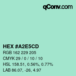 カラーコード: HEX #A2E5CD | qconv.com