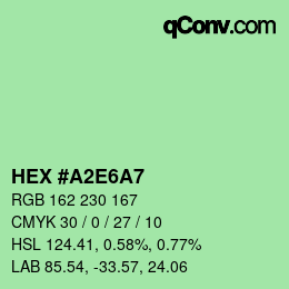 Color code: HEX #A2E6A7 | qconv.com