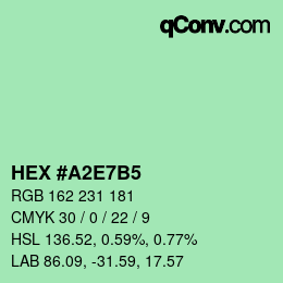 颜色代码: HEX #A2E7B5 | qconv.com