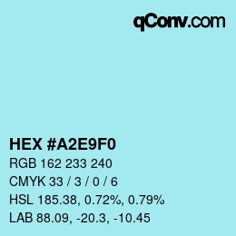 カラーコード: HEX #A2E9F0 | qconv.com