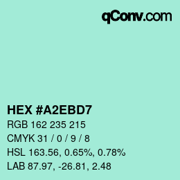 カラーコード: HEX #A2EBD7 | qconv.com