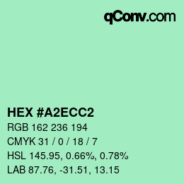 颜色代码: HEX #A2ECC2 | qconv.com