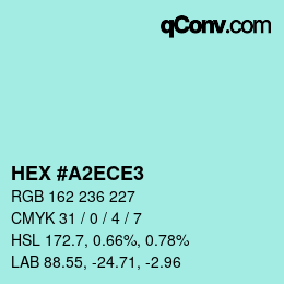 カラーコード: HEX #A2ECE3 | qconv.com