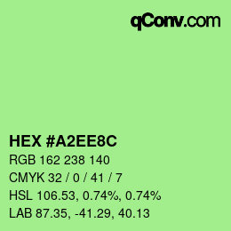 Color code: HEX #A2EE8C | qconv.com