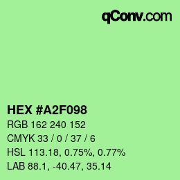 カラーコード: HEX #A2F098 | qconv.com
