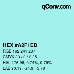 カラーコード: HEX #A2F1ED | qconv.com