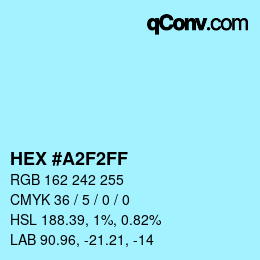 Color code: HEX #A2F2FF | qconv.com