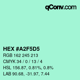 カラーコード: HEX #A2F5D5 | qconv.com