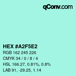 Color code: HEX #A2F5E2 | qconv.com