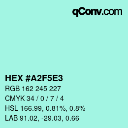 Color code: HEX #A2F5E3 | qconv.com