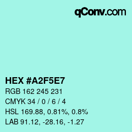 カラーコード: HEX #A2F5E7 | qconv.com