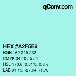 カラーコード: HEX #A2F5E8 | qconv.com