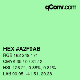 Color code: HEX #A2F9AB | qconv.com